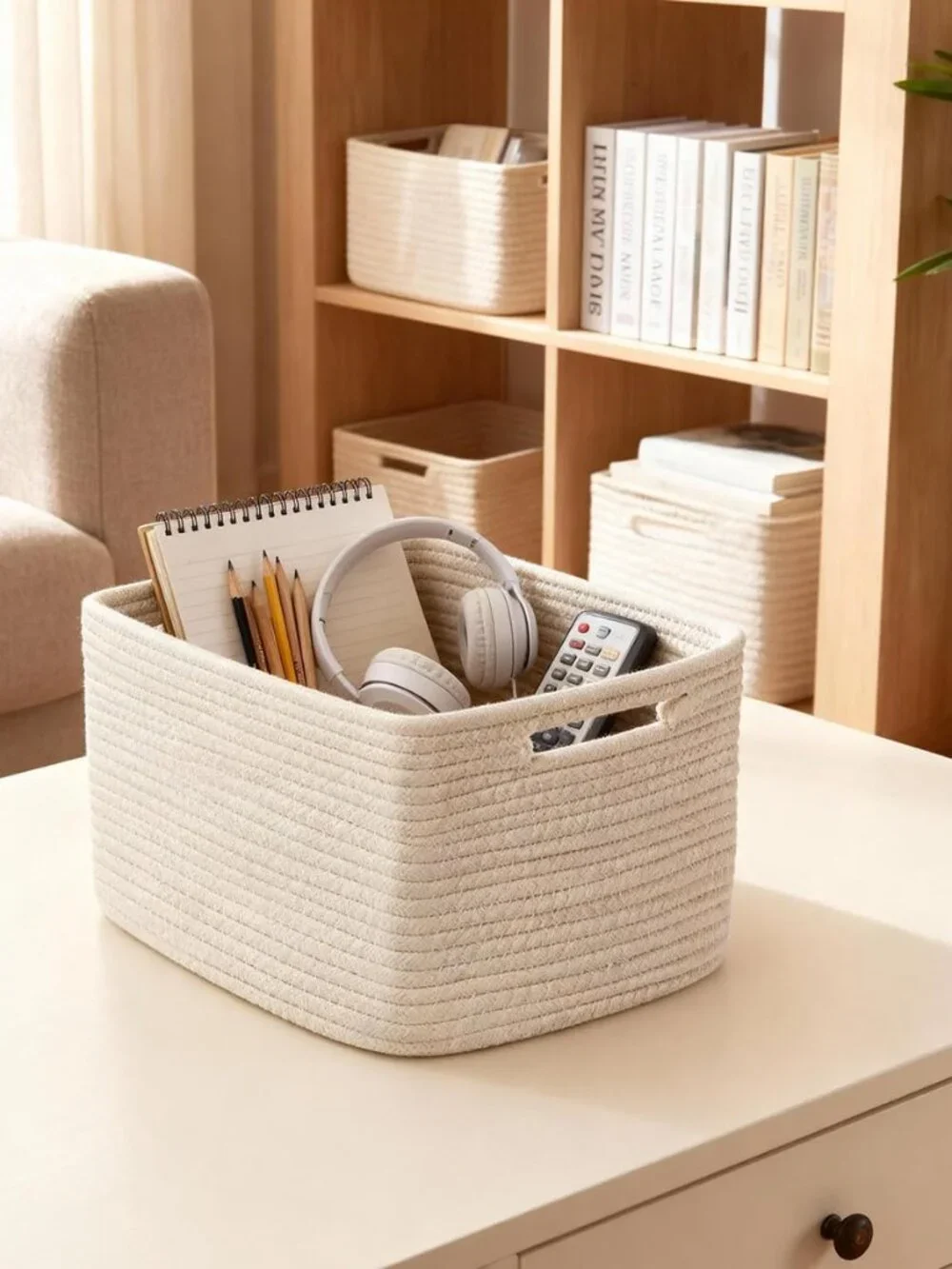 New 5 Pack Woven Storage Baskets, Decorative Storage Bins for Organizing | 13.8'